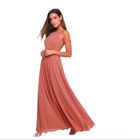 Lulus Dresses & Skirts - NWT Lulu's Mythical Kind of Love Rusty Rose Maxi Dress XL